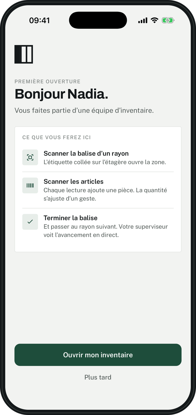 A counter's first time opening the app: the three things to do